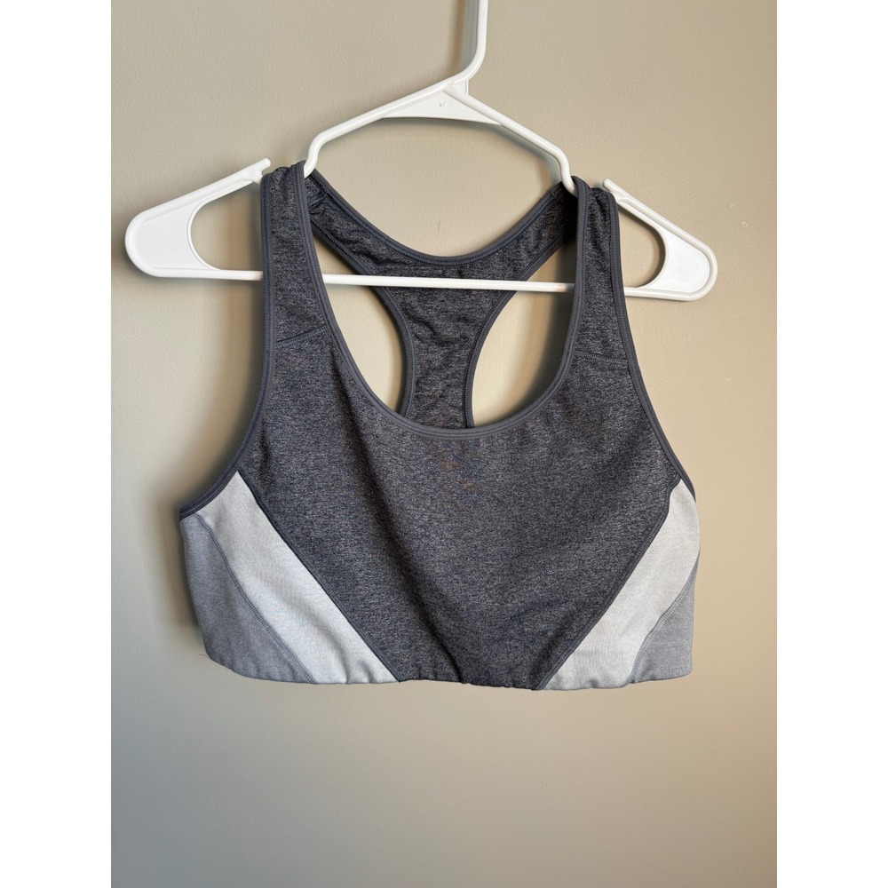 Old Navy Active Go-Dry Racerback Sports Bra Grey Colorblock Womens Size XL